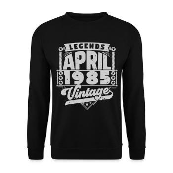 Cadeau Vintage Anniversaire avril 1985, avril 1985 - Sweat-shirt Unisexe - noir - Devant - Alina (178cm) & Michal (187cm)
