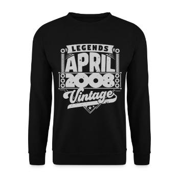 Cadeau Vintage Anniversaire avril 2008, avril 2008 - Sweat-shirt Unisexe - noir - Devant - Alina (178cm) & Michal (187cm)
