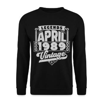Jahrgangsgeschenk Jubiläum April 1989, April 1989 - Unisex Pullover - Schwarz - Vorne - Alina (178cm) & Michal (187cm)