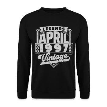 Cadeau Vintage Anniversaire avril 1997, avril 1997 - Sweat-shirt Unisexe - noir - Devant - Alina (178cm) & Michal (187cm)
