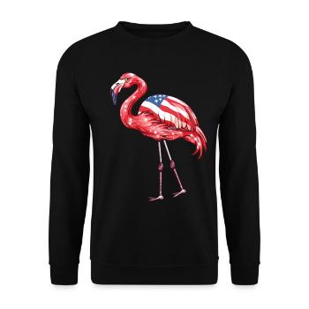 Flamants roses drapeau américain 4 juillet flamants roses cadeau - Sweat-shirt Unisexe - noir - Devant - Alina (178cm) & Michal (187cm)
