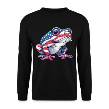 Grenouille drapeau américain 4 de juillet jour grenouille cadeaux - Sweat-shirt Unisexe - noir - Devant - Alina (178cm) & Michal (187cm)