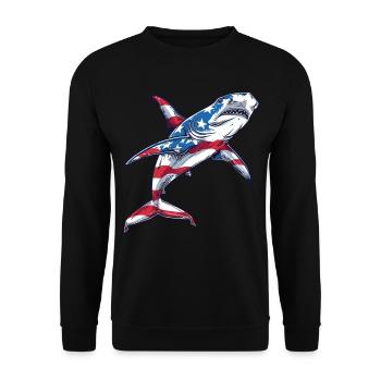 Hammerhead Shark American Flag 4th of July - Unisex Pullover - Schwarz - Vorne - Alina (178cm) & Michal (187cm)