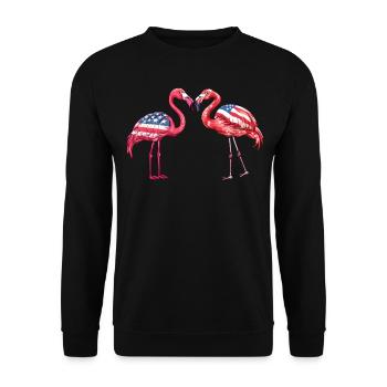 Flamants roses drapeau américain 4 de juillet flamants roses cadeau - Sweat-shirt Unisexe - noir - Devant - Alina (178cm) & Michal (187cm)