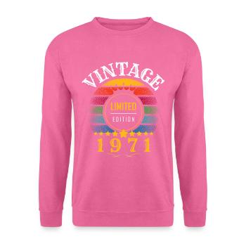 Vintage Retro Jahr 1971 Sonnenuntergang - Unisex Pullover - Pink - Vorne