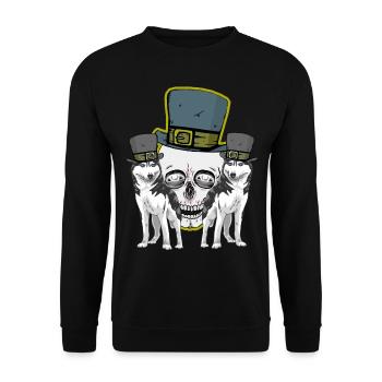 Crâne Crâne Husky Chiens Loup Halloween - Sweat-shirt Unisexe - noir - Devant - Alina (178cm) & Michal (187cm)
