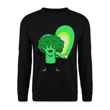 Brokkoli Drogen Kiffen Kiffer Rausch Extase - Unisex Pullover - Schwarz - Vorne - Alina (178cm) & Michal (187cm)