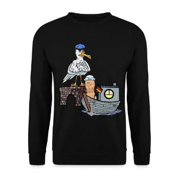 Mouette Maritime Oiseau Sailor Boat Peanut Ship - Sweat-shirt Unisexe - noir - Devant - Alina (178cm) & Michal (187cm)