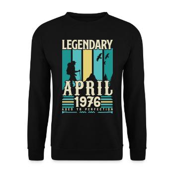 April 1976 Jubiläumsgeschenk, Jahrgang April 1976 - Unisex Pullover - Schwarz - Vorne - Alina (178cm) & Michal (187cm)