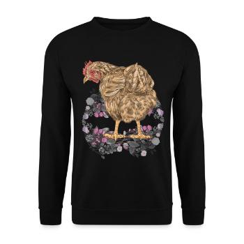Frühling Ostern Huhn Federvieh Natur Geflügel - Unisex Pullover - Schwarz - Vorne - Alina (178cm) & Michal (187cm)