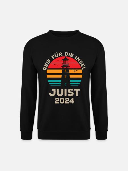 Juist 2024 – Erholung Pur Insel Leuchtturm Design - Unisex Pullover - Schwarz