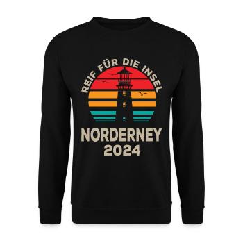 Norderney 2024 Inselabenteuer Leuchtturm Design - Unisex Pullover - Schwarz - Vorne - Alina (178cm) & Michal (187cm)