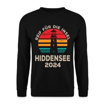 Hiddensee 2024 Holiday Anticipation Lighthouse Design - Unisex Sweatshirt - black - Front - Alina (178cm) & Michal (187cm)