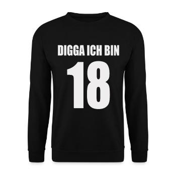 Digga ich bin 18 - Unisex Pullover - Schwarz - Vorne - Alina (178cm) & Michal (187cm)