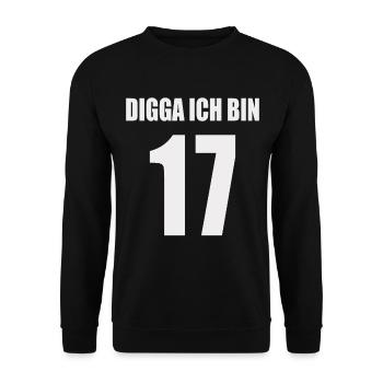 Digga, ich bin 17 – Jugendstil - Unisex Pullover - Schwarz - Vorne - Alina (178cm) & Michal (187cm)