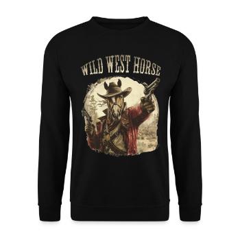 Wild West Horse. Western, Cowboy, Wild West Fan, - Unisex Sweatshirt - black - Front - Alina (178cm) & Michal (187cm)