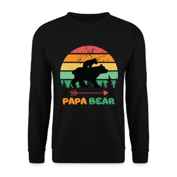 Père Papa Ours Fête des Pères Ours Rétro Enfant Mignon - Sweat-shirt Unisexe - noir - Devant - Alina (178cm) & Michal (187cm)