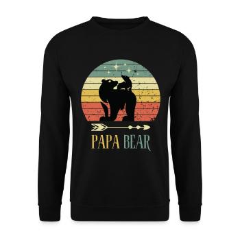 Papa Papa Ours Fête des Pères Ours Retro Kid Offspring - Sweat-shirt Unisexe - noir - Devant - Alina (178cm) & Michal (187cm)