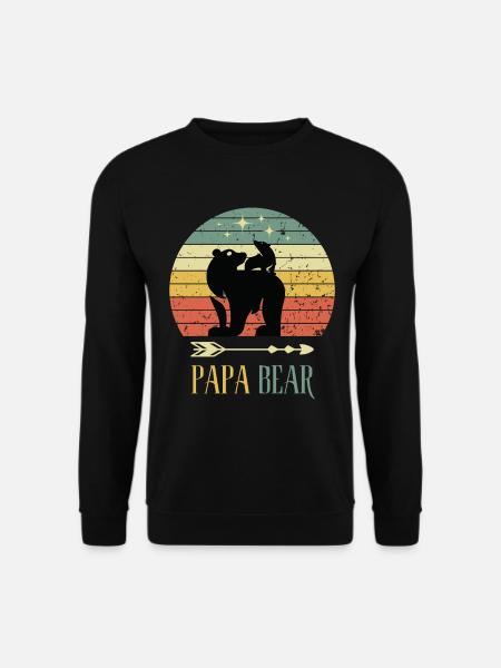 Vater Papa Bear Vatertag Bär Retro Kind Nachwuchs - Unisex Pullover - Schwarz