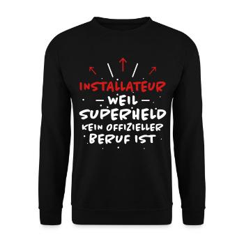 Installateur Spruch Heizung Installateur Geschenk - Unisex Pullover - Schwarz - Vorne - Alina (178cm) & Michal (187cm)