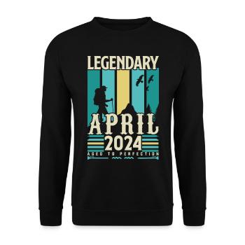 April 2024 Anniversary Gift, Vintage April 2024 - Unisex Sweatshirt - black - Front - Alina (178cm) & Michal (187cm)