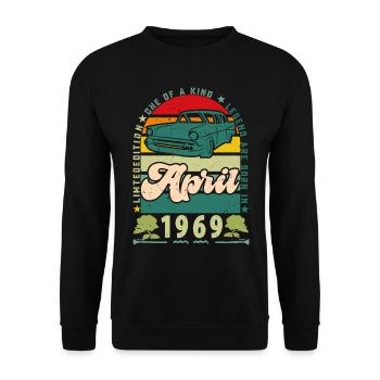 April 1969, April 1969, April 1969. - Unisex Sweatshirt - black - Front - Alina (178cm) & Michal (187cm)