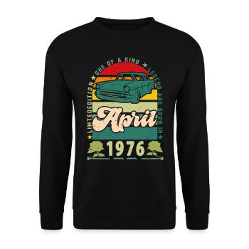 April 1976, April 1976, April 1976. - Unisex Sweatshirt - black - Front - Alina (178cm) & Michal (187cm)
