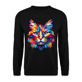Mosaic Poly Art Crystal Kitten Lover Colorful - Unisex Sweatshirt - black - Front - Alina (178cm) & Michal (187cm)