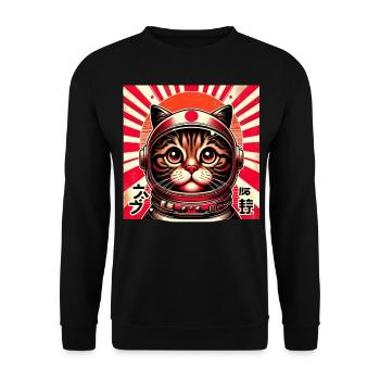 Vintage Japanese Kitten Retro Cute Sunset - Unisex Sweatshirt - black - Front - Alina (178cm) & Michal (187cm)