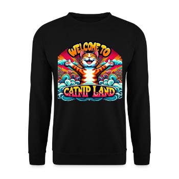 Welcome to Catnip Land Kitten Lover Fantasy - Unisex Sweatshirt - black - Front - Alina (178cm) & Michal (187cm)