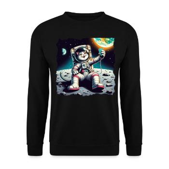 Moon Selfie Kitten Lover Earth Pet - Unisex Sweatshirt - black - Front - Alina (178cm) & Michal (187cm)