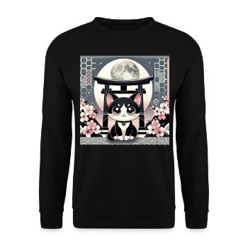 Lune rétro Floral Art japonais Torii - Sweat-shirt Unisexe - noir - Devant - Alina (178cm) & Michal (187cm)