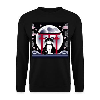 Lune rétro Floral Art japonais Torii - Sweat-shirt Unisexe - noir - Devant - Alina (178cm) & Michal (187cm)