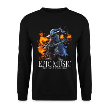 Epic Music Black Mage with E-Guitar and Fire - Unisex Pullover - Schwarz - Vorne - Alina (178cm) & Michal (187cm)