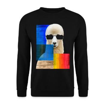 Alpaca Animal Sunglasses Graphic Motif Cute L - Unisex Sweatshirt - black - Front - Alina (178cm) & Michal (187cm)