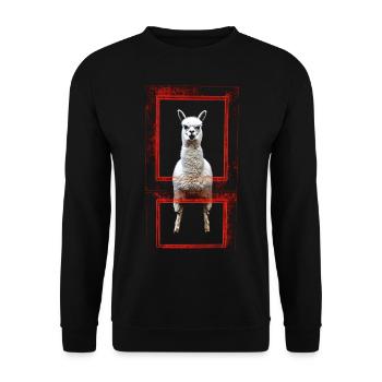 Alpaca Animal Art Graphic Motif Fun Llama - Unisex Sweatshirt - black - Front - Alina (178cm) & Michal (187cm)