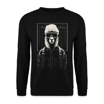 Alpaca Animal Drawing Graphic Llama - Unisex Sweatshirt - black - Front - Alina (178cm) & Michal (187cm)