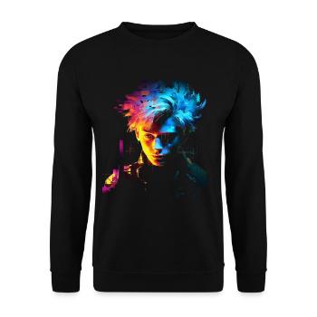 Anime Fantasy Kunst Männer Buntes Motiv Anime - Unisex Pullover - Schwarz - Vorne - Alina (178cm) & Michal (187cm)