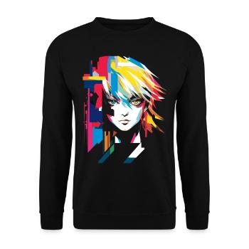 Anime Formes géométriques Art Graphique Femmes Port - Sweat-shirt Unisexe - noir - Devant - Alina (178cm) & Michal (187cm)