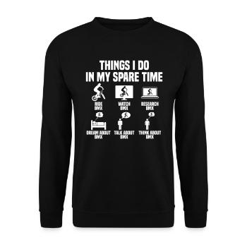 Dinge die ich in meiner Freizeit mache BMX - Unisex Pullover - Schwarz - Vorne - Alina (178cm) & Michal (187cm)