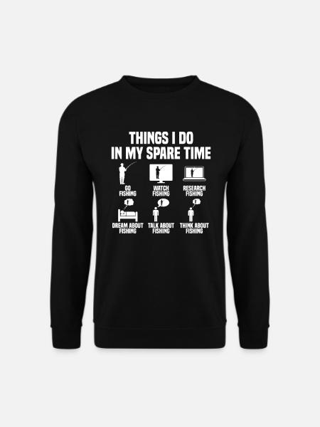 Dinge die ich in meiner Freizeit mache Angeln - Unisex Pullover - Schwarz