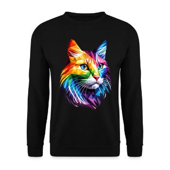 Lgbt Silhouette Poly Art Crystal Kitten Lover - Unisex Sweatshirt - black - Front - Alina (178cm) & Michal (187cm)