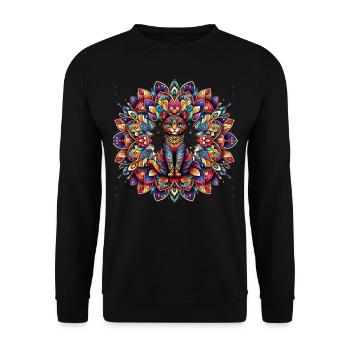 Barocke Kunst Vintage Kätzchen Lover Mandala - Unisex Pullover - Schwarz - Vorne - Alina (178cm) & Michal (187cm)
