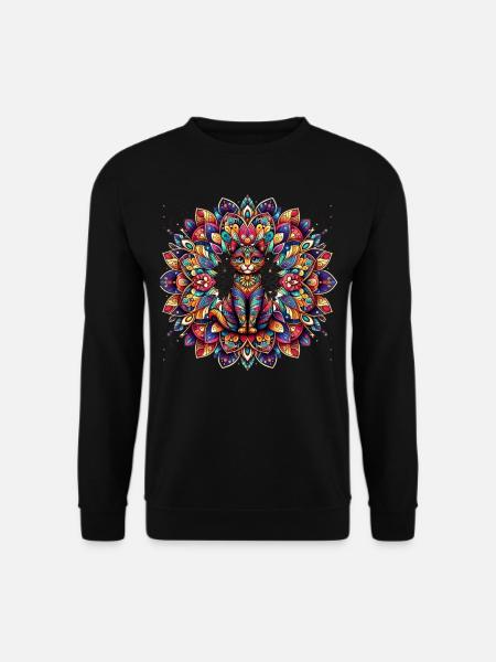 Barocke Kunst Vintage Kätzchen Lover Mandala - Unisex Pullover - Schwarz