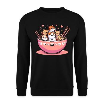 Kitten Noodle Lover Japanese Cute - Unisex Sweatshirt - black - Front - Alina (178cm) & Michal (187cm)