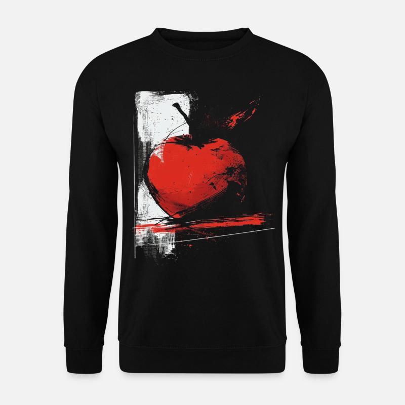 Apfel Zeichnung Kunst Obst Grafik Motiv Apfel - Unisex Pullover - Schwarz