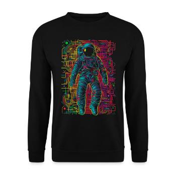 Astronaute Mandala Art Motif Graphique Coloré Astrona - Sweat-shirt Unisexe - noir - Devant - Alina (178cm) & Michal (187cm)