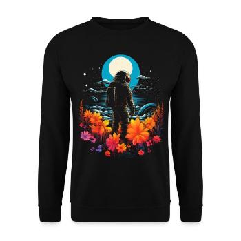 Astronaut Floral Artwork Nature Graphic Motif Astr - Unisex Sweatshirt - black - Front - Alina (178cm) & Michal (187cm)
