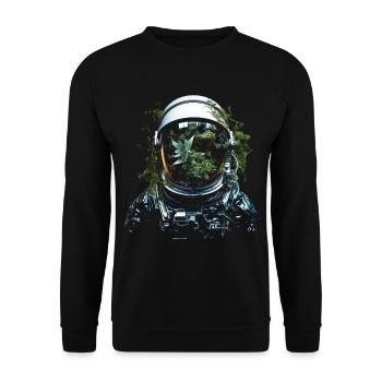 Astronaut Plants Art Graphic Motif Astronaut - Unisex Sweatshirt - black - Front - Alina (178cm) & Michal (187cm)