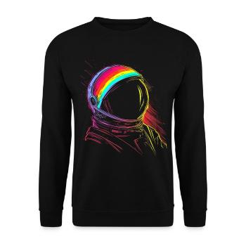 Astronaut Colorful Art Fantasy Drawing Motif Branch - Unisex Sweatshirt - black - Front - Alina (178cm) & Michal (187cm)